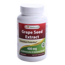 베스트네츄럴스 포도 씨 추출물 400mg 브이캡 글루텐 프리 무설탕, 120개입, 1개