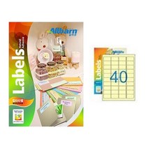 [올바른] 칼라라벨 연노랑 (레이저 잉크젯공용) -40칸(4X10), 50매, AL040PY
