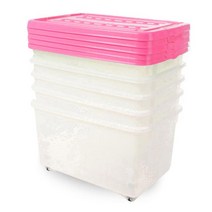 주연화학 에스씨리빙클럽 멀티리빙박스 58L, 핑크, 5개입