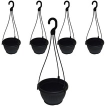 은성 원분재 화분 5p + 화분 걸이 5p, 블랙