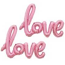 파티팡 이니셜 은박풍선 LOVE, 핑크, 2개입
