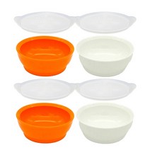 이립스 흘림방지 흡착식기 키즈볼 STAGE3 12개월이상 그릇 4p + 뚜껑 4p, 오렌지, 화이트, 1세트