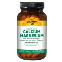 Country Life Vitamins 칼슘 1000mg 마그네슘 500mg With 비타민 D 400 IU 비건 캡슐, 120개입, 1개, 120정