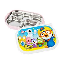 릴팡 뽀로로 분리형 스텐 식판도시락, 핑크, 1개