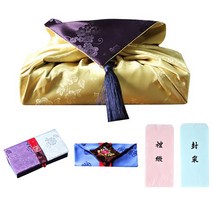 팔복상회 골드양면보자기 현금 예단 세트 신랑 봉채 2색함 + 예단보 청색 + 예단 서식지, 혼합색상, 1세트