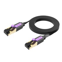 벤션 칼국수형 CAT.7 랜선 랜케이블 SSTP 10Gbps, 블랙, 1개