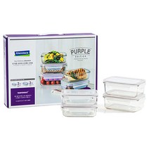 글라스락 퍼플에디션 직사각 4조 밀폐용기 세트, 1세트, 715ml 2p + 400ml 2p