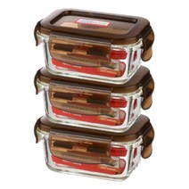 아이에코리아 수퍼 오븐글라스 직사각 내열유리 밀폐용기 150ml, 3개입, 용기 3p