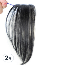 레인보우 분위기 있는 옆머리 부분가발, 블랙 왼, 2개