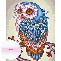디클레어 DIY 패브릭형 보석십자수 패키지 세트 50 x 40 cm, F2004 행운의 부엉이, 1세트