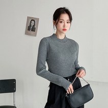오오엘 여성용 데일리 심플 골지 니트 반폴라