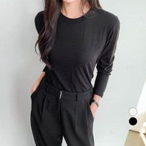 세컨그라운드 여성용 이중 라운드 긴팔 티셔츠