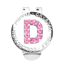 퍼피아 골프 스와로브스키 이니셜 볼 마커 자석 클립 세트, 로즈 D