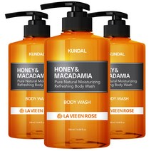 쿤달 퓨어 바디워시 라비앙로즈향, 500ml, 3개