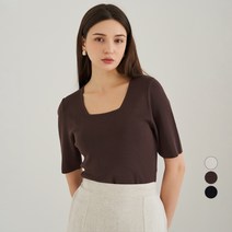ELLE PARIS 스퀘어넥 여름 반팔 니트