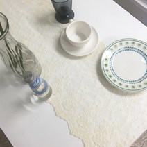 나산데코 레이스자수 테이블러너, 플로랄 아이보리, 4인(180 x 32 cm)
