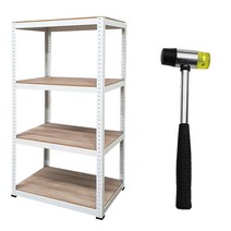 정리중독 조립식 철제 무볼트 앵글 선반 4단 1200 x 400 x 1500 mm + 우레탄 망치, 혼합색상