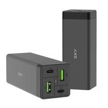 스카이 필 65W PD PPS USB C타입 4포트 고속 멀티 충전기 어댑터 + AC 전원 케이블 1.5m, 블랙, 2개
