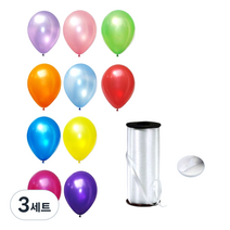 파티팡 헬륨 풍선 효과 파티용품 30cm 펄풍선 100p + 컬링 리본 90m + 양면테잎 스폰지닷 100p, 레인보우, 3세트