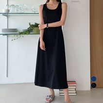 아피나르 슬림핏 A라인 데일리 나시 원피스