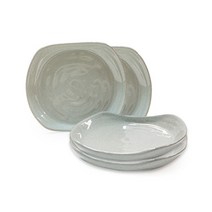 광주요 조합토 편사각접시 소 4p, 연쑥빛