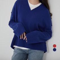 캐럿 여성용 브이넥 긴팔 스웨터