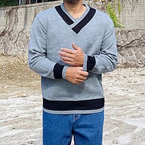파이브라지 빅사이즈 넥라인 배색 포인트 오버핏 니트티셔츠