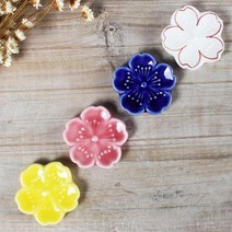 못난이상점 벚꽃 일본 도자기 젓가락 수저 받침대, 세트, 4set