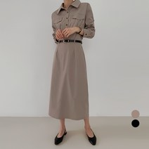 바블링브룩 여성용 벨트 셔츠 롱 원피스