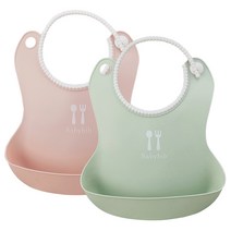 톨스토이 뉴 베이비빕 턱받이 마일드, 핑크+그린, 2개