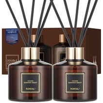 쿤달 퍼퓸 디퓨저 200ml 2개 + 섬유스틱 10개, 오션썸머나잇향, 1세트