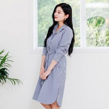 미쏘아 여성용 긴팔 스트라이프 패밀리룩 원피스