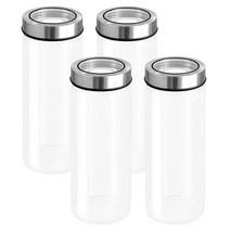 차이나다 투명커버 원형 밀폐 유리병, 1300ml, 4개