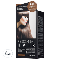 토니모리 퍼스널 헤어 컬러 크림, 6N 내추럴브라운, 4개