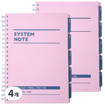 뭉구 인덱스 시스템 노트, 핑크, 4개