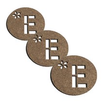 레이저 커팅 펠트컵받침 이니셜 E 3개, 베이지