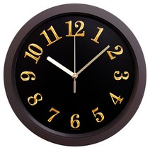 골든벨시계 무소음 골드 3D 벽시계, 진밤색