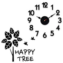 홈코코 압축스펀지 블랙숫자 DIY 벽시계 + 포인트스티커, 해피트리