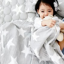 따숨 퓨어스타 유아 무형광 순면 4겹 거즈 이불, 그레이