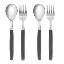 마호커트러리 틴트 아동용 숟가락 2p + 포크 2p 세트, 차콜그레이, 숟가락2p+포크2p