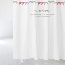 디자인수풀 원더플 데이 샤워 커튼 + 플라스틱고리 12p, 1세트, 화이트계열
