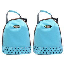 블럭마트 보온보냉 파우치 블루도트, 2개입