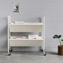 마켓비 RATNER 책꽂이 트롤리 2단, 화이트