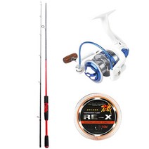 싸파 MIRACLE-X 루어대 602 레드 + 스피닝릴 SB4000A + RE-X 기 나일론 낚싯줄 150m 3호, 1세트