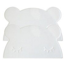 마켓감성 곰돌이 실리콘 식탁매트 2p, 화이트, 46 x 28 cm