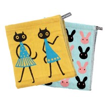 퓨어선데이 순면 3중 고양이 거즈행주 2p 세트, 고양이, 토끼