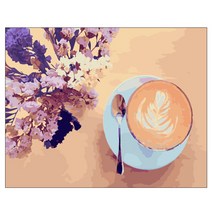 DIY그림그리기 캔버스도면 라떼한잔, 혼합 색상
