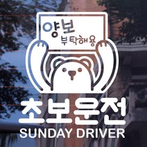 뭉키데코 자동차 스티커 곰돌이 초보운전 sunday driver, 반사지, 1개
