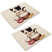 아울리빙 아기고양이 식탁매트 2p, D, 42 x 32 cm