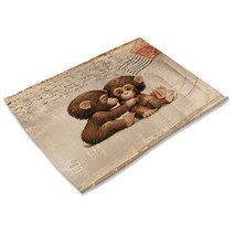 리빙팝 린넨 브라운 애니멀 테이블매트, 02, 42 x 32 cm